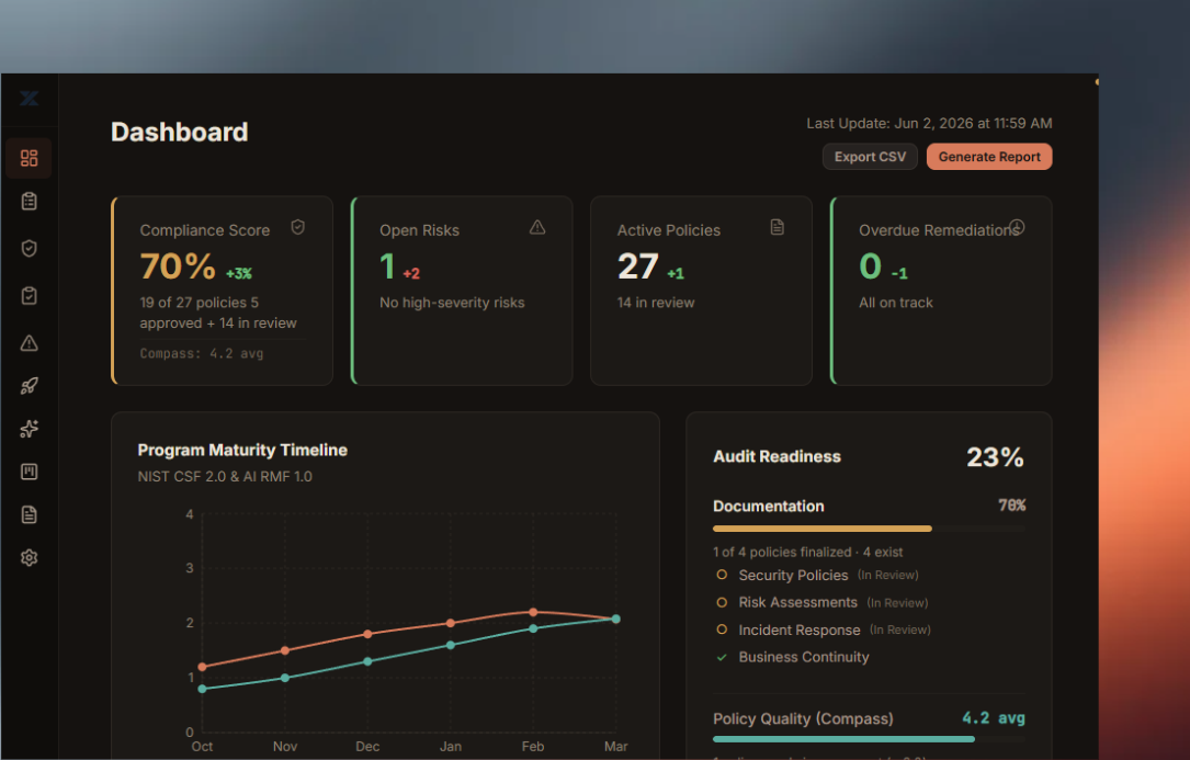 GRC Portal dashboard